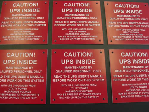 Engraved signage labels, plastic, metal, wood or stainless steel ...